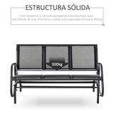 3-Person Patio Glider Bench, Outdoor Porch Glider Swing with 3 Seats, Breathable Mesh Fabric, Metal Frame