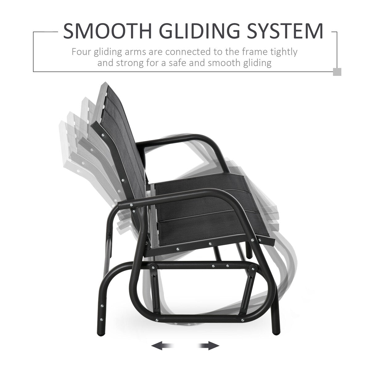 3-Person Patio Glider Bench, Outdoor Porch Glider Swing with 3 Seats, Breathable Mesh Fabric, Metal Frame
