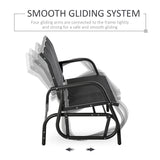 3-Person Patio Glider Bench, Outdoor Porch Glider Swing with 3 Seats, Breathable Mesh Fabric, Metal Frame