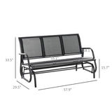 3-Person Patio Glider Bench, Outdoor Porch Glider Swing with 3 Seats, Breathable Mesh Fabric, Metal Frame
