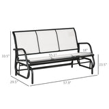 3-Person Patio Glider Bench, Outdoor Porch Glider Swing with 3 Seats, Breathable Mesh Fabric, Metal Frame