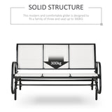 3-Person Patio Glider Bench, Outdoor Porch Glider Swing with 3 Seats, Breathable Mesh Fabric, Metal Frame