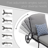 3-Piece Aluminum Reclining Outdoor Chaise Lounge with Table and Cushions