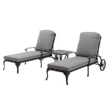 3-Piece Aluminum Reclining Outdoor Chaise Lounge with Table and Cushions