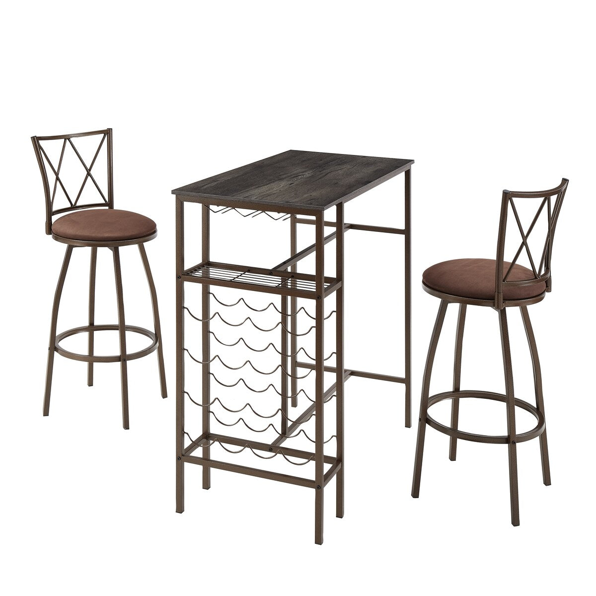 3-Piece Bar Steels Kitchen Dining Room Table Set