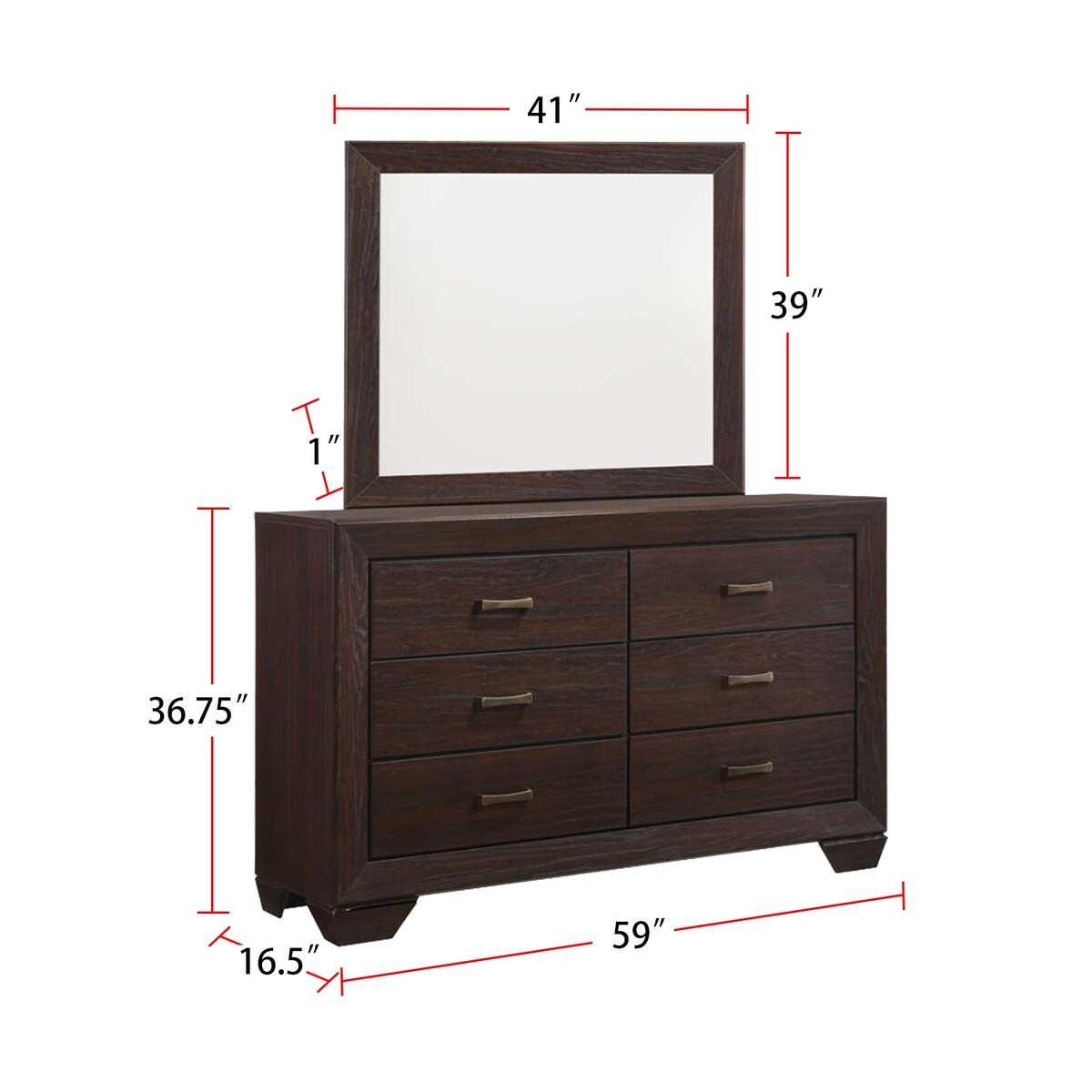 3 Piece Bedroom Set with Storage Dresser in Dark Cocoa