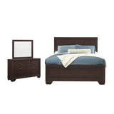 3 Piece Bedroom Set with Storage Dresser in Dark Cocoa