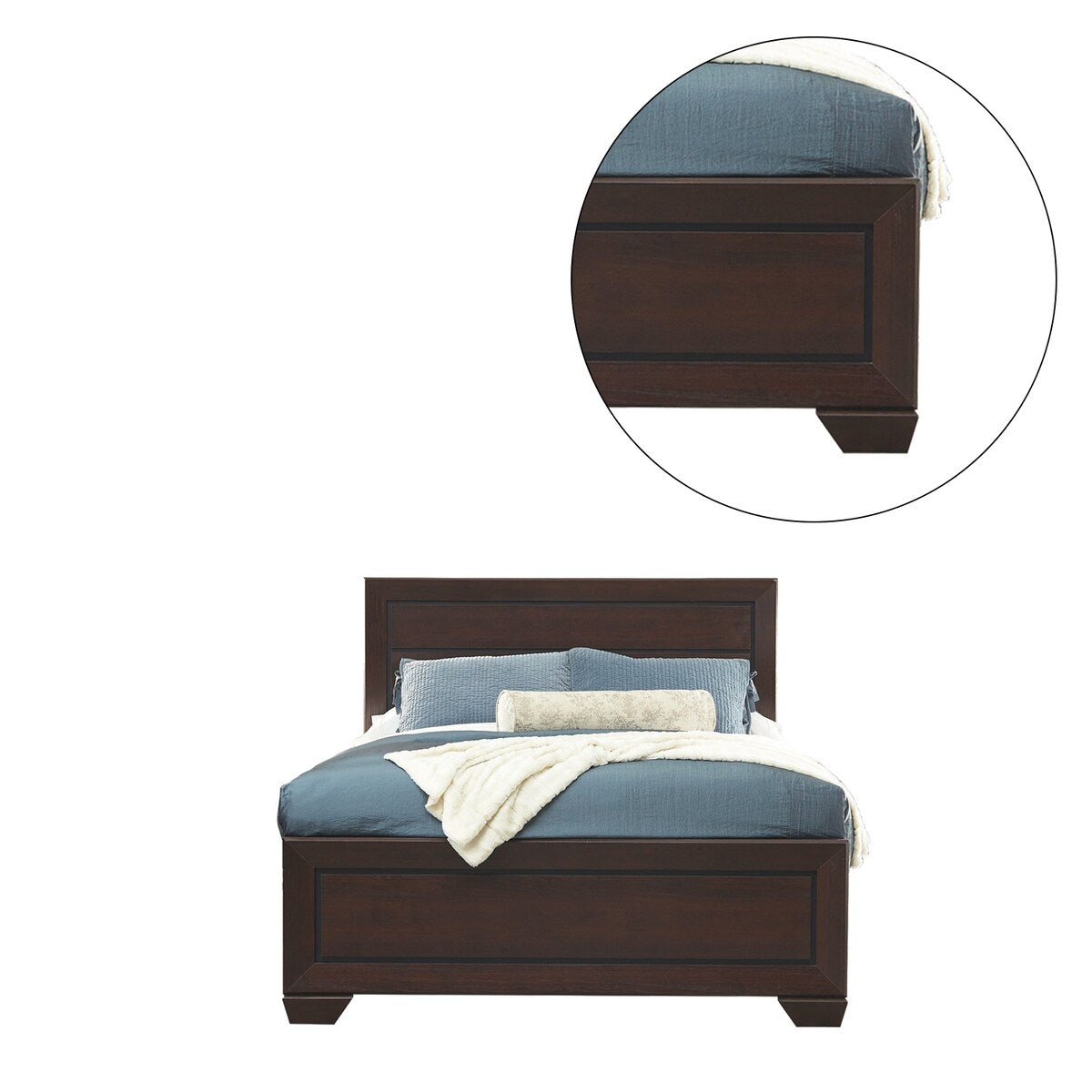 3 Piece Bedroom Set with Storage Dresser in Dark Cocoa
