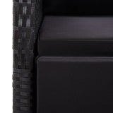 3 Piece Bistro Set with Cushions Poly Rattan Black