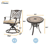 3 Piece Cast Aluminum Dining Set with Dining Table
