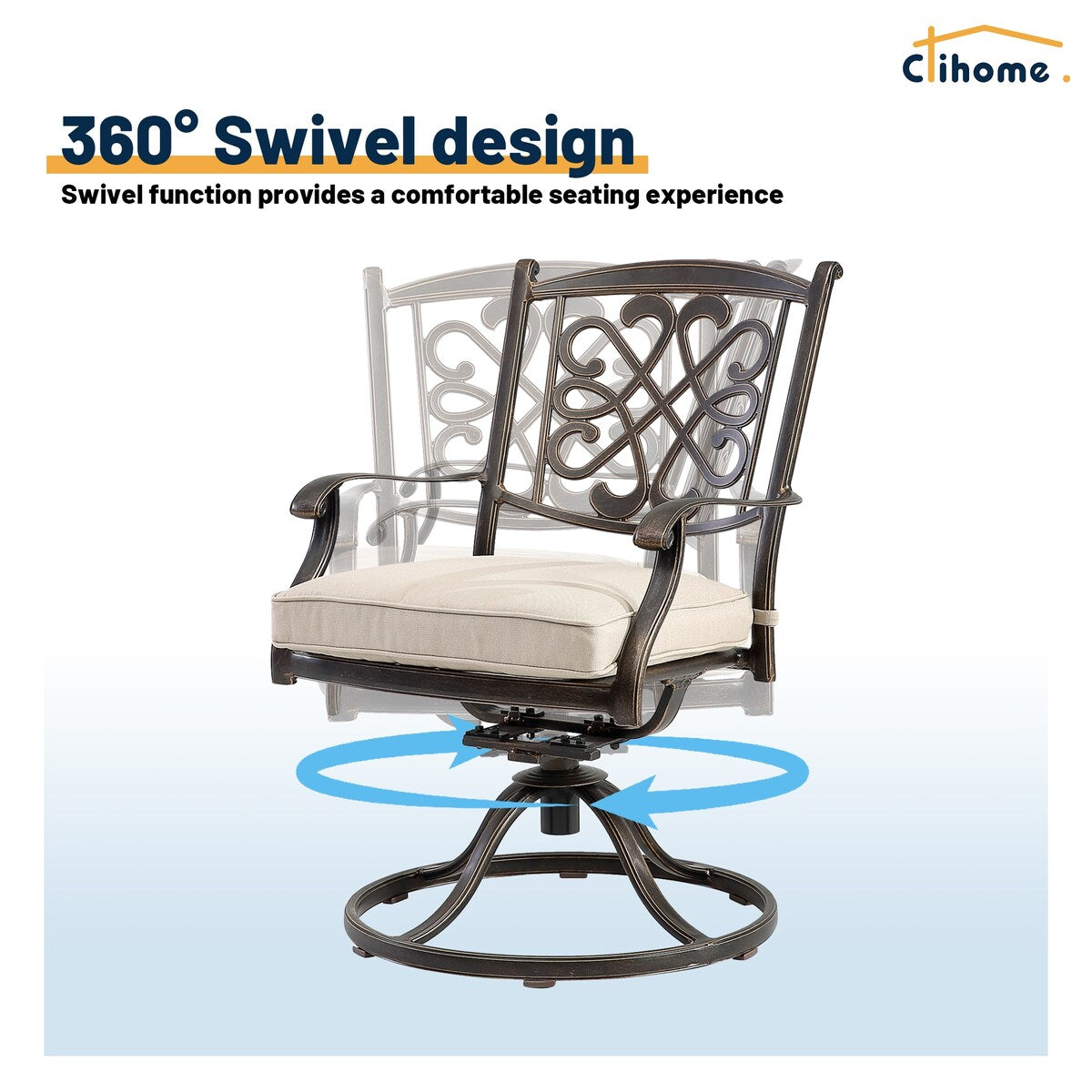 3 Piece Cast Aluminum Dining Set with Dining Table