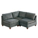 3 Piece Chenille Fabric Modular Corner Sofa and Armless Chair Set