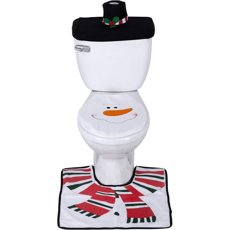 3 Piece Christmas Bathroom Accessory Set Holiday Bath Rugs