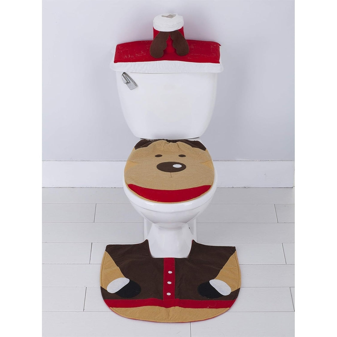 3 Piece Christmas Bathroom Accessory Set Holiday Bath Rugs
