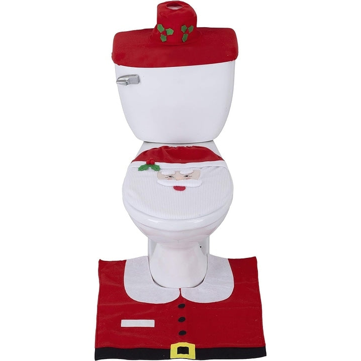 3 Piece Christmas Bathroom Accessory Set Holiday Bath Rugs
