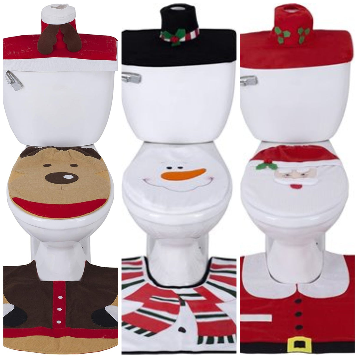 3 Piece Christmas Bathroom Accessory Set Holiday Bath Rugs