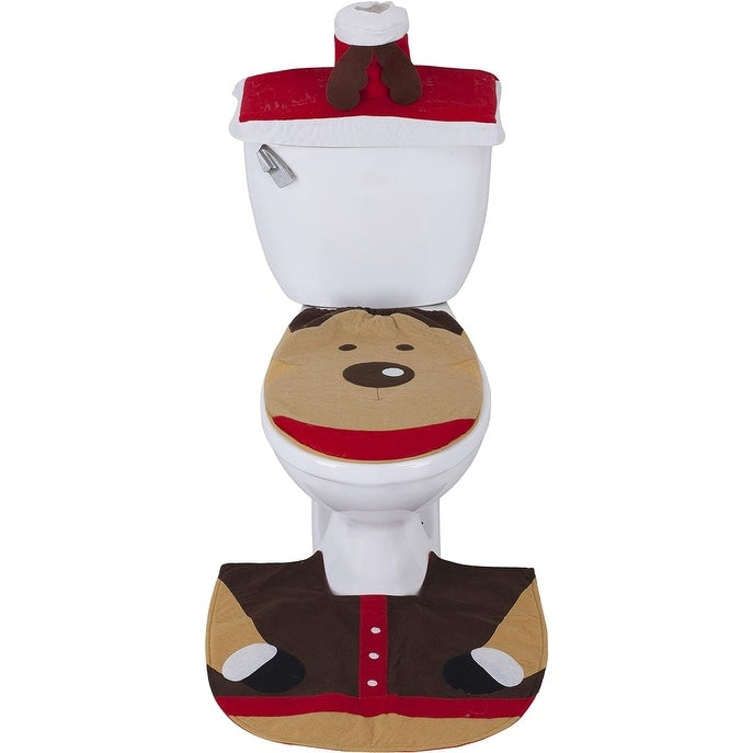 3 Piece Christmas Bathroom Accessory Set Holiday Bath Rugs