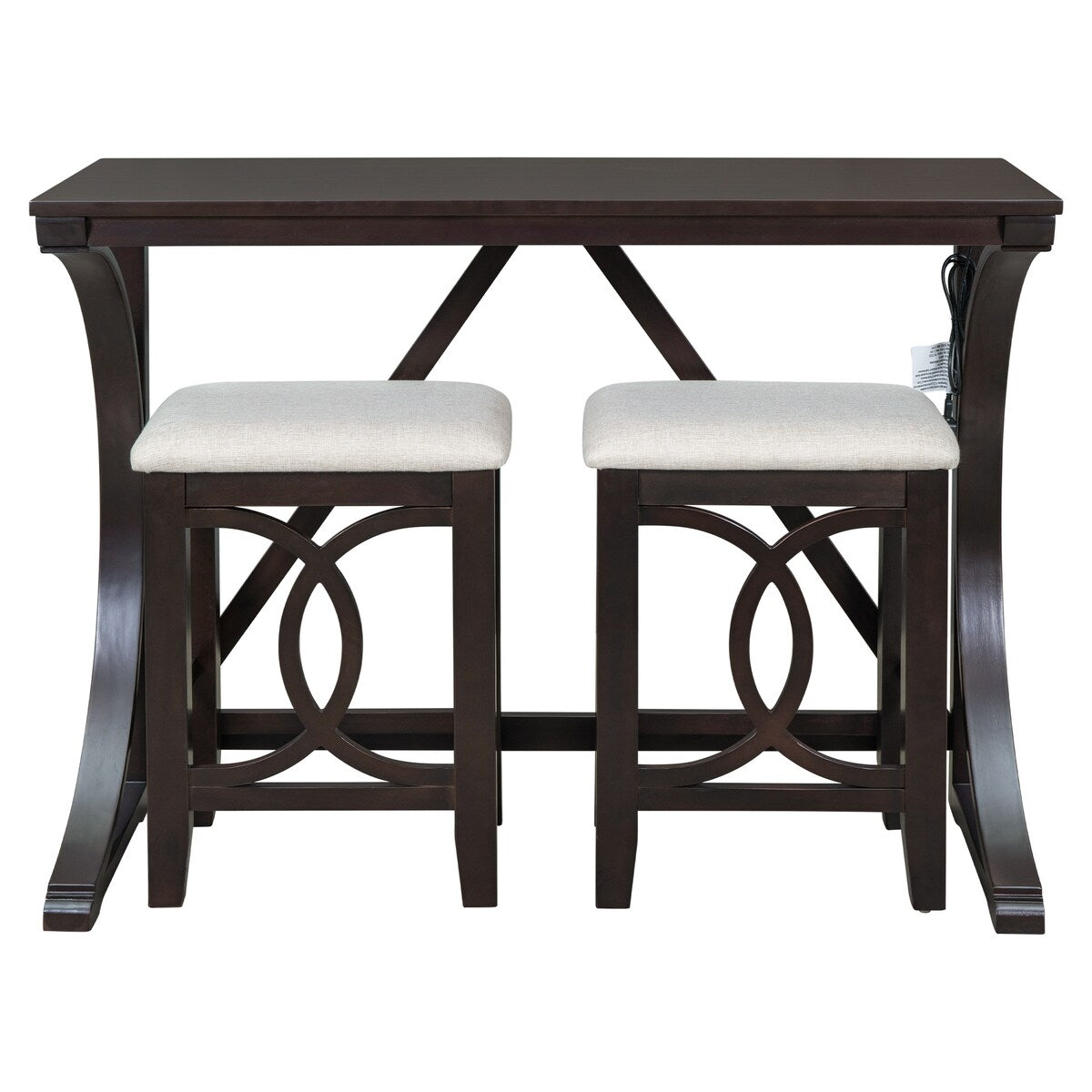 3-Piece Counter Height Dining Table Set with 2 Stools