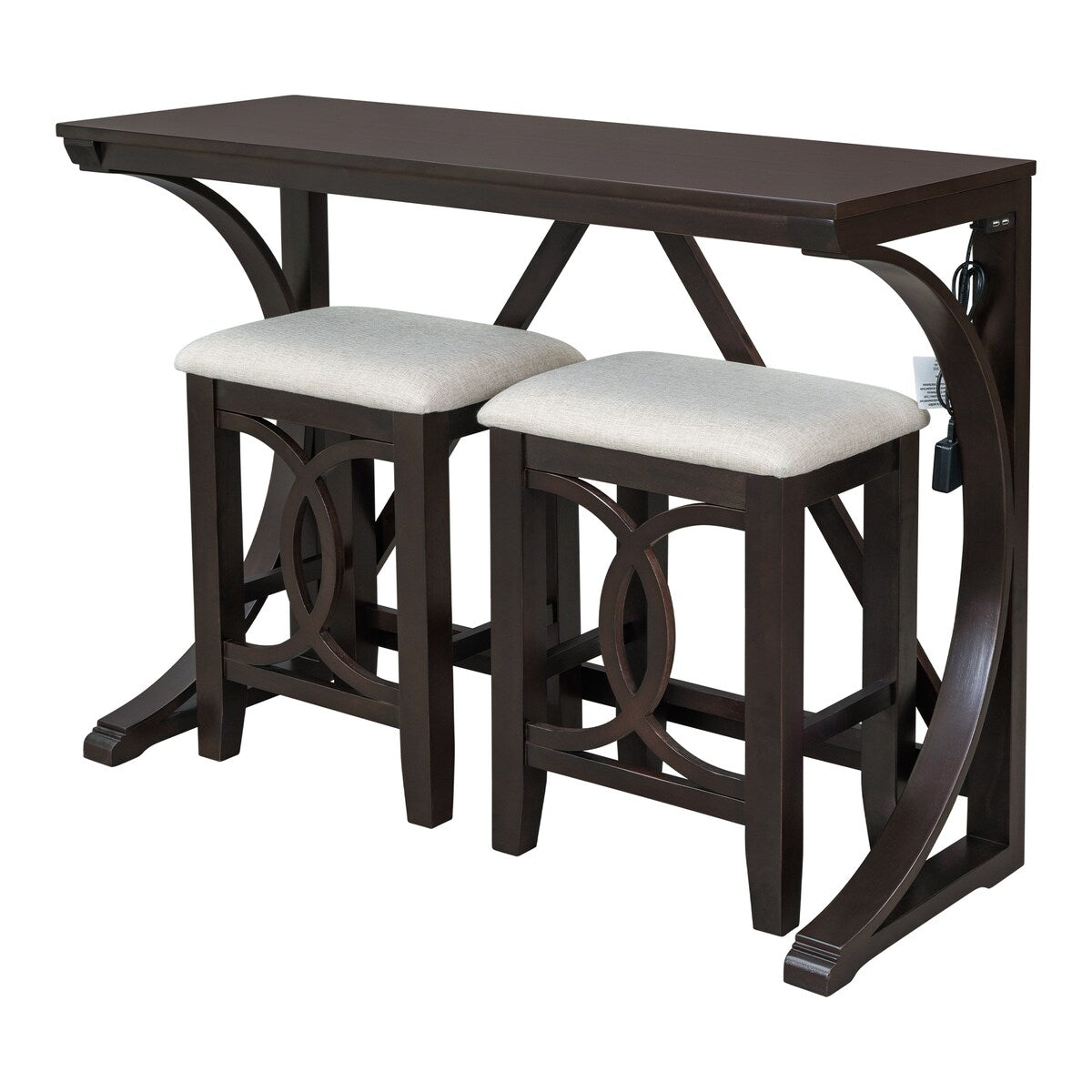 3-Piece Counter Height Dining Table Set with 2 Stools