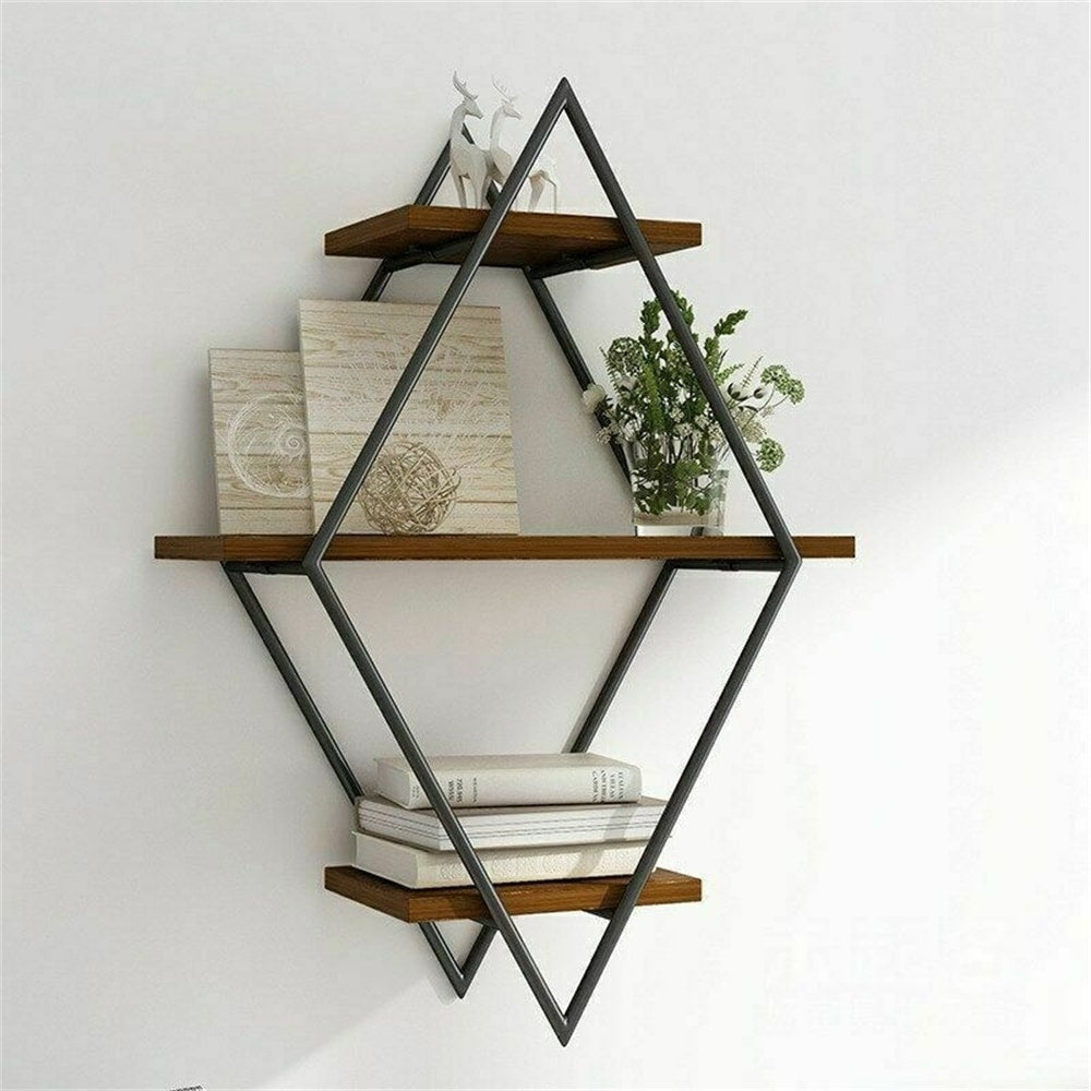 3 Piece Diamond Wood Floating Shelf - 20 inch H