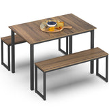 3 Piece Dining Table Set Breakfast Nook with Two Benches for Dining Room, Kitchen
