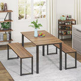 3 Piece Dining Table Set Breakfast Nook with Two Benches for Dining Room, Kitchen