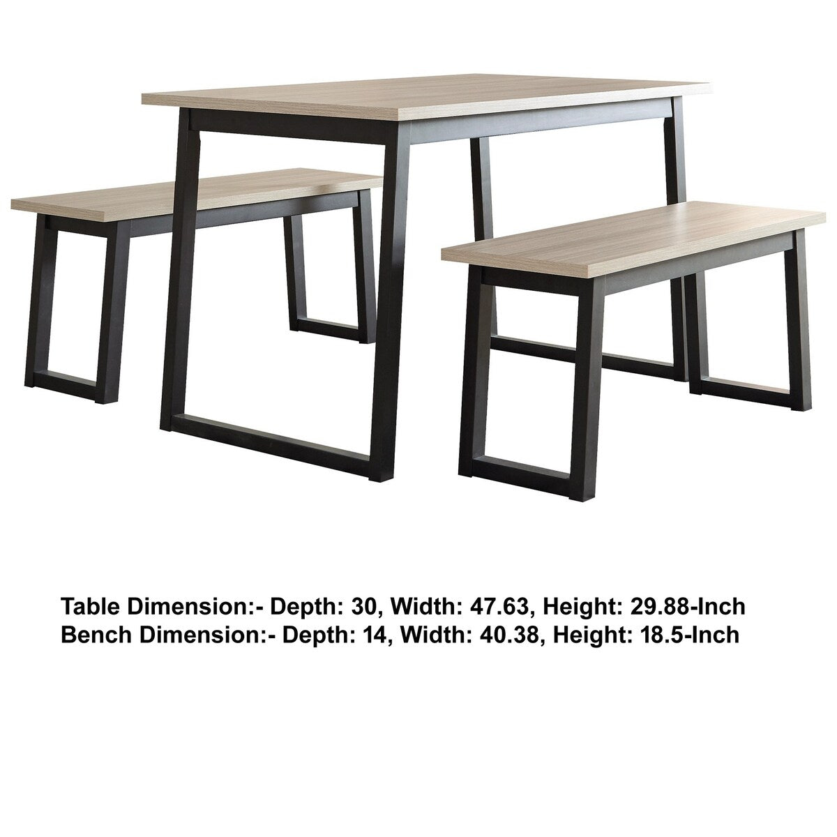 3 Piece Dining Table Set with Sled Base, Brown and Black