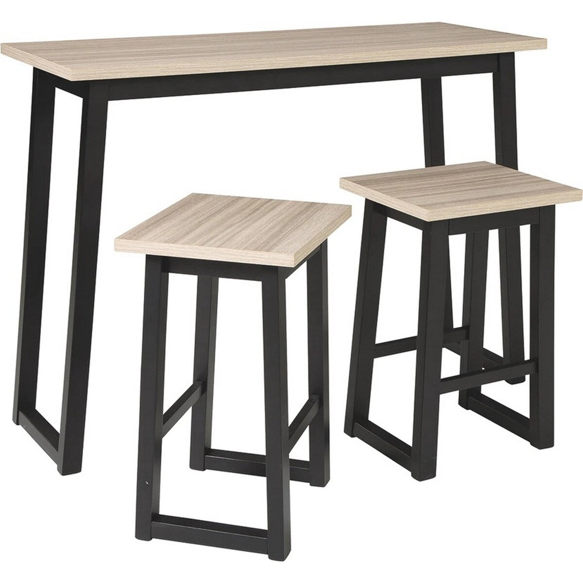 3 Piece Dining Table Set with Sled Base, Brown and Black