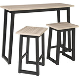 3 Piece Dining Table Set with Sled Base, Brown and Black