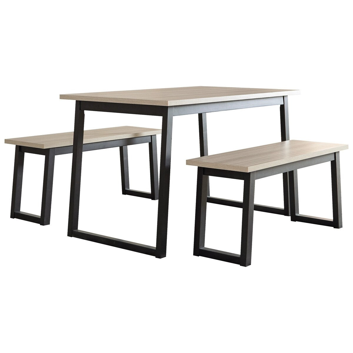 3 Piece Dining Table Set with Sled Base, Brown and Black