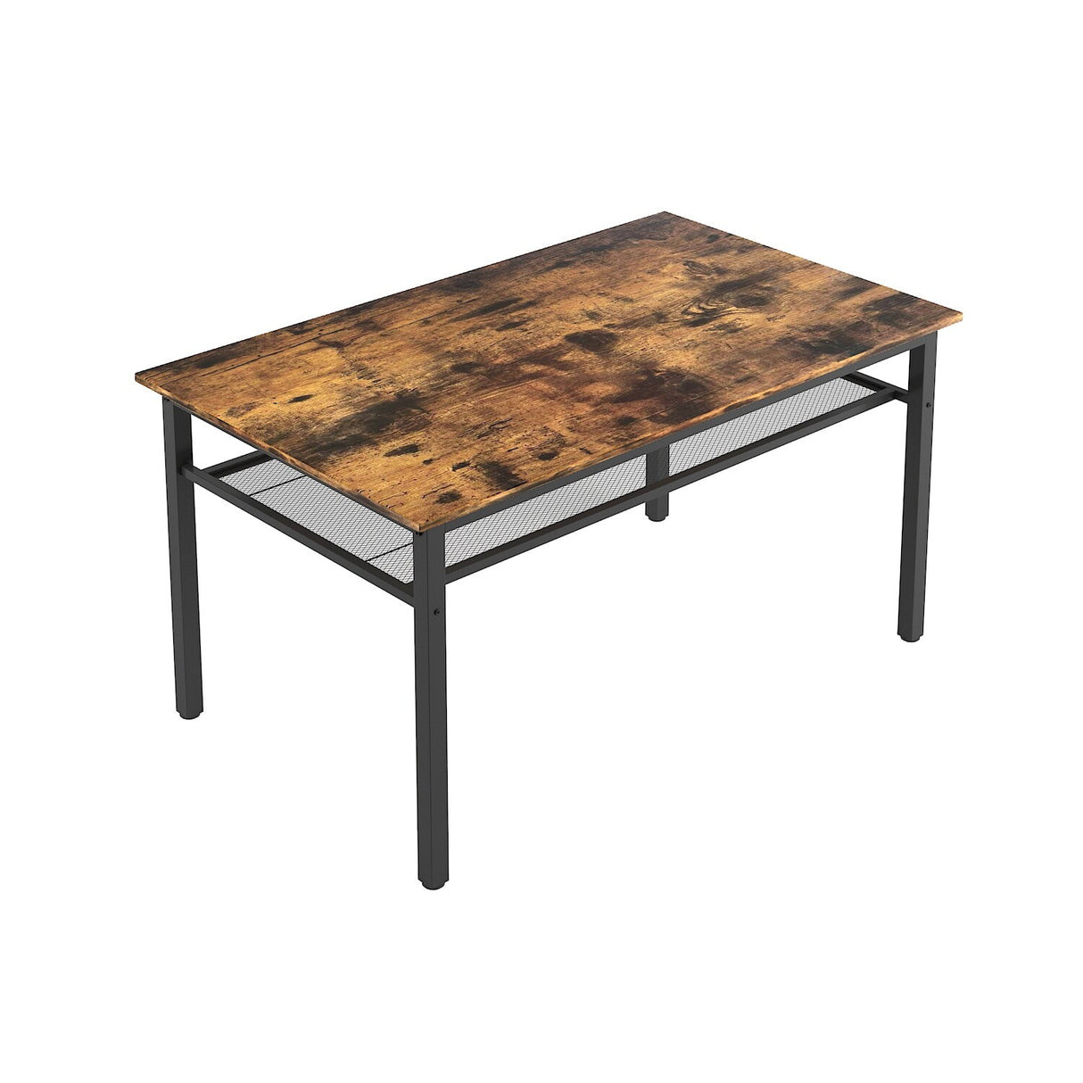 3-Piece Farmhouse Kitchen Table Set with Two Benches, Metal Frame, and MDF Board