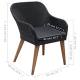 3 Piece Garden Dining Set Black