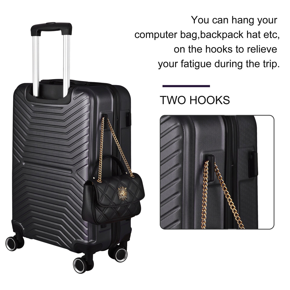 3-Piece Hardshell Luggage Set with TSA Lock - 20", 24", 28
