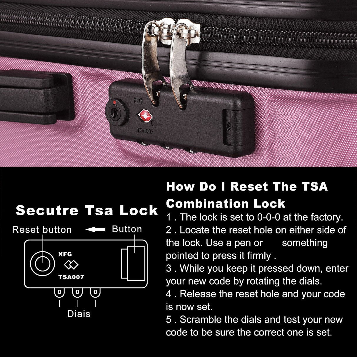 3-Piece Hardshell Luggage Set with TSA Lock - 20", 24", 28