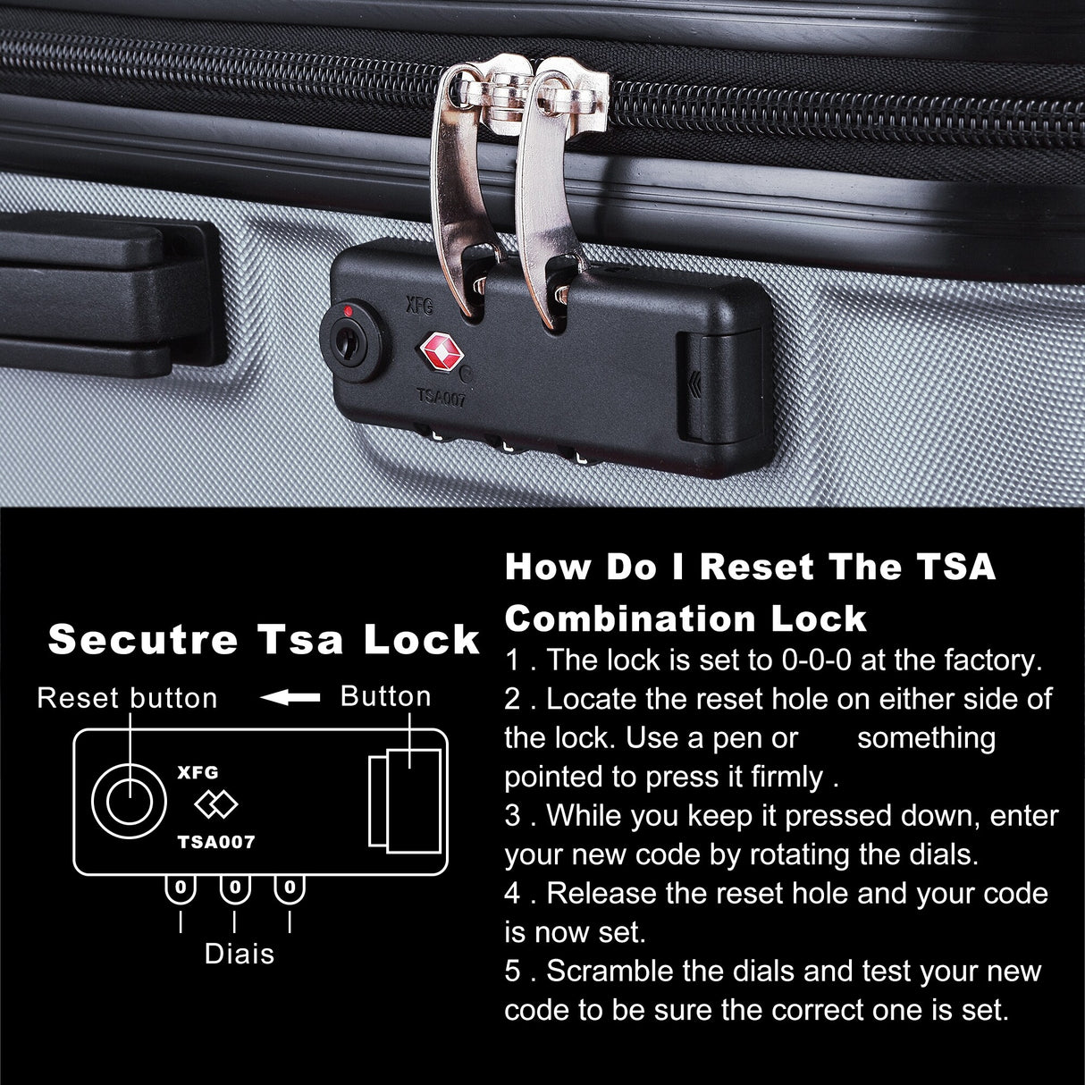3-Piece Hardshell Luggage Set with TSA Lock - 20", 24", 28