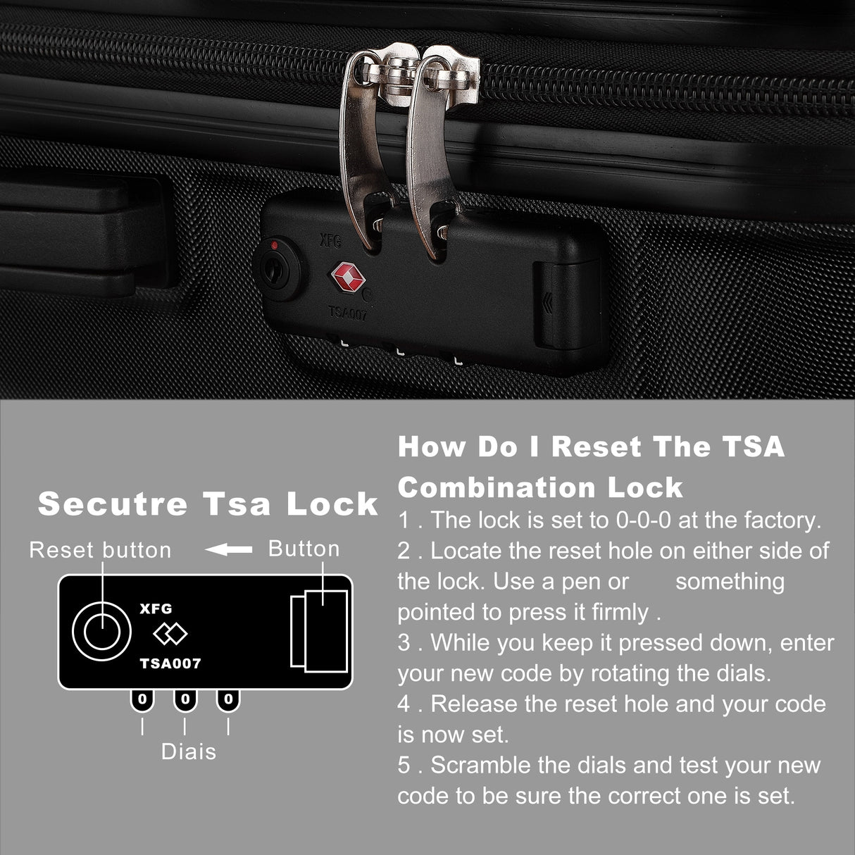 3-Piece Hardshell Luggage Set with TSA Lock - 20", 24", 28