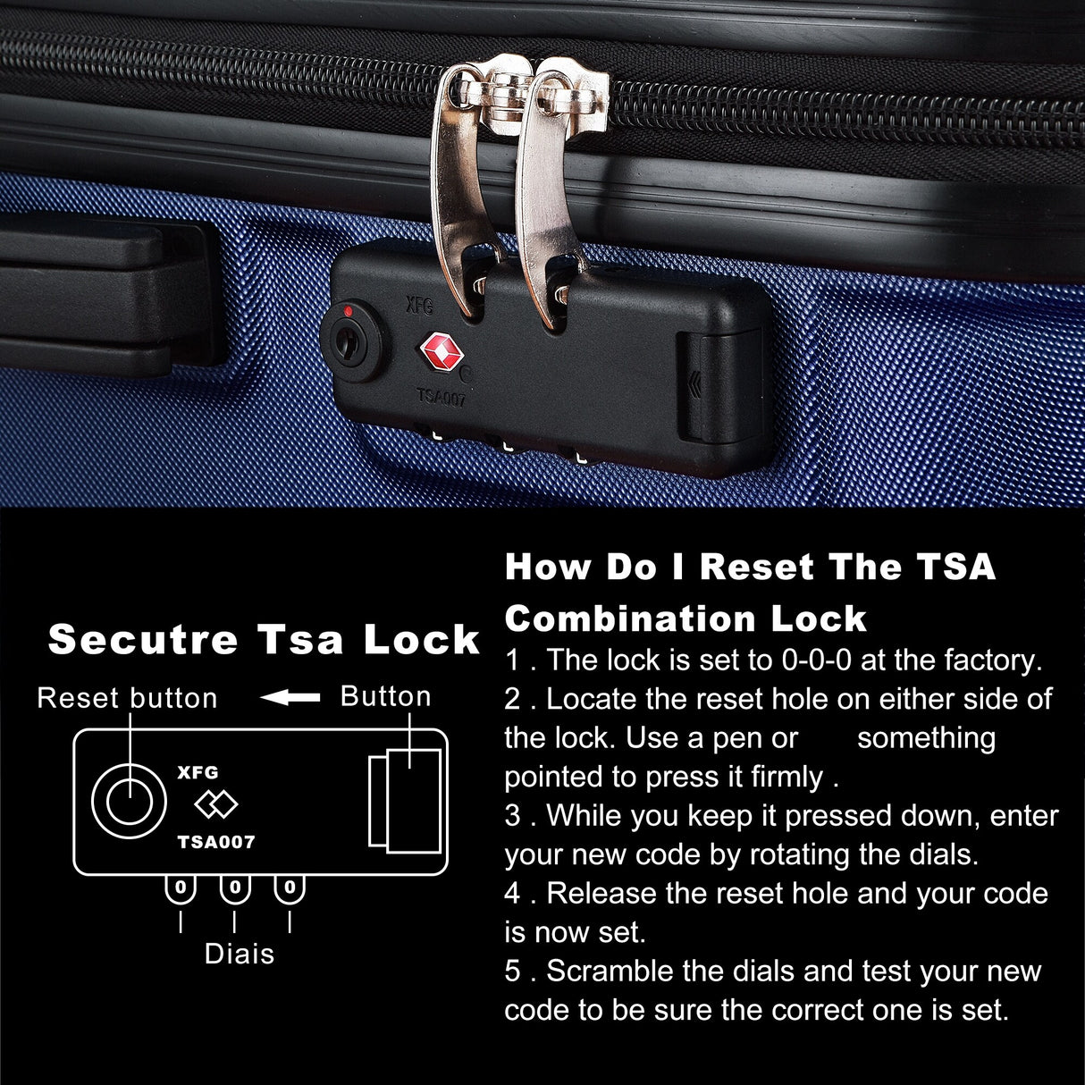 3-Piece Hardshell Luggage Set with TSA Lock - 20", 24", 28