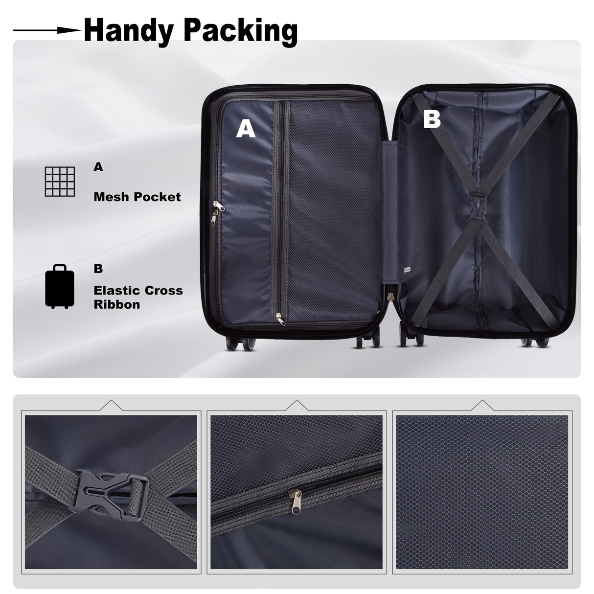 3-Piece Hardshell Luggage Set with TSA Lock - 20", 24", 28