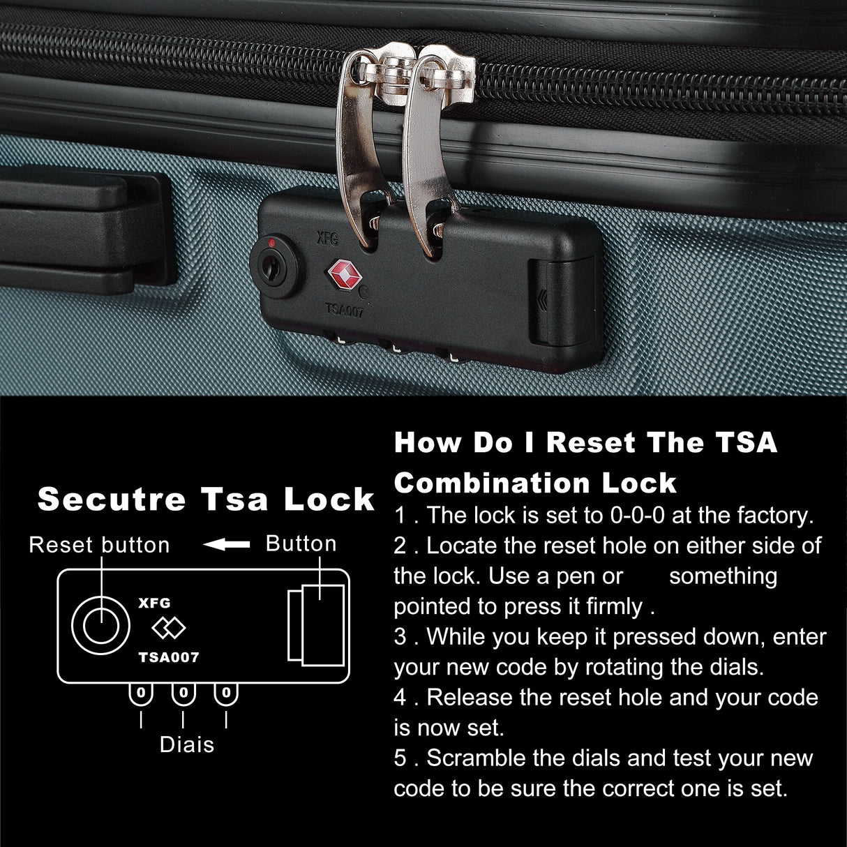 3-Piece Hardshell Luggage Set with TSA Lock - 20", 24", 28