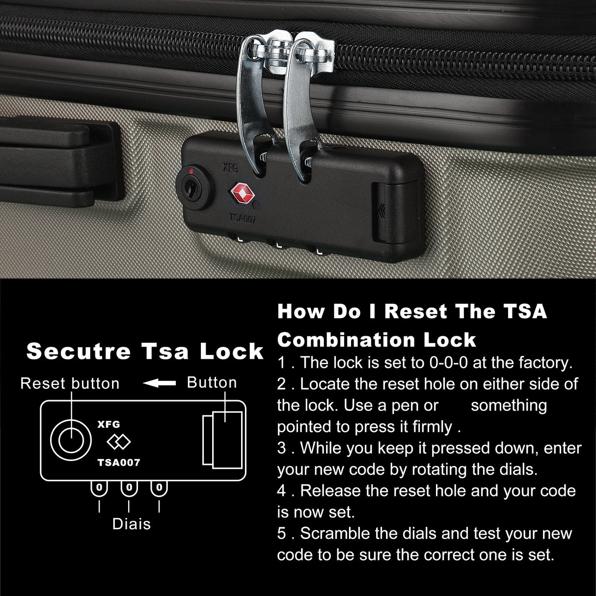 3-Piece Hardshell Luggage Set with TSA Lock - 20", 24", 28