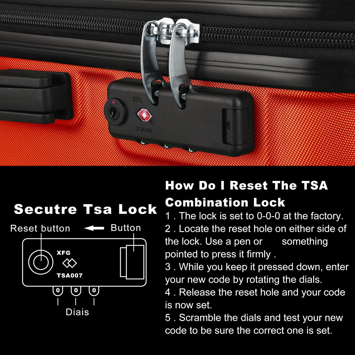 3-Piece Hardshell Luggage Set with TSA Lock - 20", 24", 28