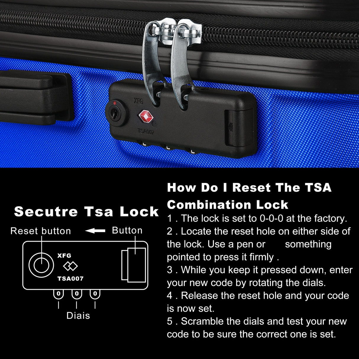 3-Piece Hardshell Luggage Set with TSA Lock - 20", 24", 28