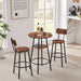 3-Piece Industrial Bar Table Set with 2 Stools, Small Round Counter Height Bistro Pub Dining Table Set for Kitchen, Small Space