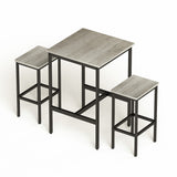 3-Piece Industrial Style Dining Bar Table Set with Square Bar Table and 2 Bar Chairs,Space Saving