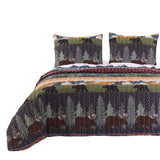 3 Piece King Size Quilt Set with Nature Inspired Print, Multicolor
