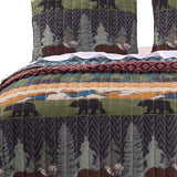 3 Piece King Size Quilt Set with Nature Inspired Print, Multicolor