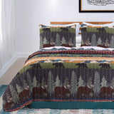 3 Piece King Size Quilt Set with Nature Inspired Print, Multicolor