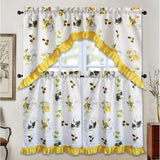 3 Piece Kitchen Curtain Rod Pocket Decorative Window Treatment Valance & Swag Curtain Set