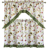 3 Piece Kitchen Curtain Rod Pocket Decorative Window Treatment Valance & Swag Curtain Set