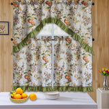 3 Piece Kitchen Curtain Rod Pocket Decorative Window Treatment Valance & Swag Curtain Set